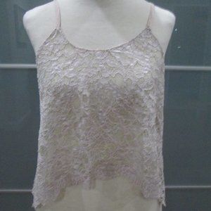 Alexis Cropped Spaghetti Strap Sheer Lace Tank